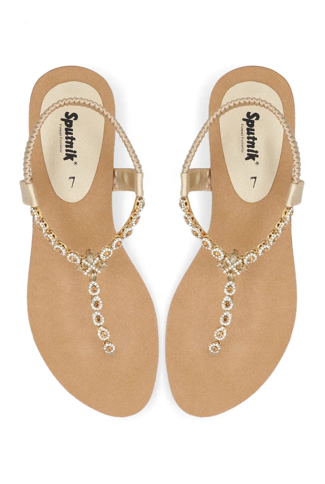 Golden Flat Sandal G02283/011 - Image 3